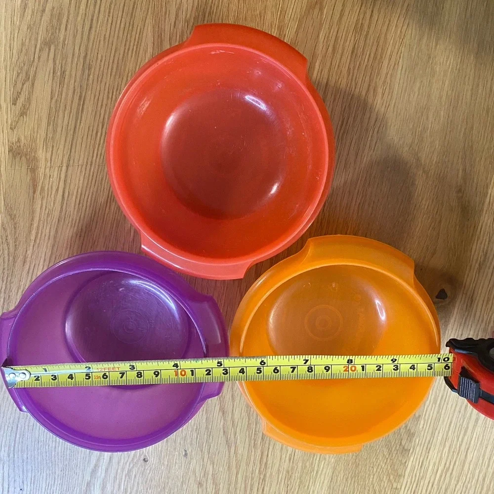 Vintage‎ Lot of 5 Tupperware Bowls No Lids & 1 Container w/Lid Red Orange Purple